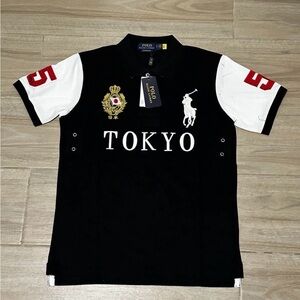 Ralph Lauren Black and White Polo with Red Accents